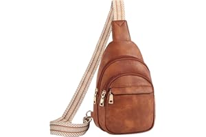 DUGEHO Small Sling Bag，PU Crossbody Bags for Women, Trendy Waist Packs with Guitar Strap, Women's Fanny Waist Packs（Brown）