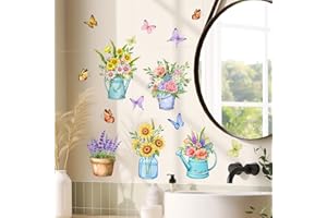 Arquiel Pegatinas De Pared Flores En Tieso Pegatinas Vinilo Dormitorio BañO Cocina Muebles Mariposas