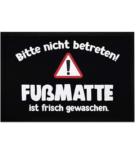 MoonWorks Fußmatte 'Vorsicht! Falltür' – Lustiger Türvorleger, 60x40 Cm, Rutschfest