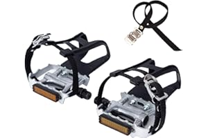 COZYROONY COZYROOMY Pedales de Bicicleta, Pedal híbrido con Jaula y cinturón, Adecuado Bicicleta estática Fitness, Bici Spinning y Todas Las Bicicletas con un Eje de 9/16 Pulgadas. 6 Meses de Garantia