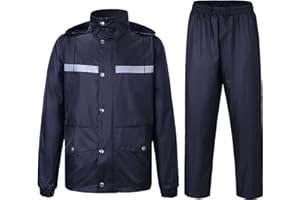 Yukirtiq Traje de Lluvia Para Hombres 2 Piezas Impermeable Conjunto de Chaqueta y Pantalón de Lluvia Traje Impermeable de Trabajo Reflectante
