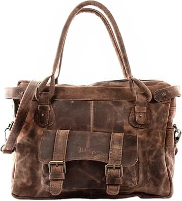 LECONI Sac ?� main Cuir v?�ritable Sac pour dames aspect Vintage Sac ?� bandouli?�re naturel Dames 
