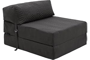 Loft 25 Fold Out Z Bed Chair | Indoor Living Room Comfy Foldable Mattress | Guest Sleepover Floor Futon Set | Lightweight Ergonomic Design | Portable Sofa Bed (Minky Charcoal)