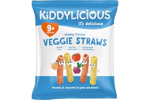 Kiddylicious Cheesy Veggie Straws - Delicious Finger Food Kids Snack - Suitable for 9+ Months - 12 gms