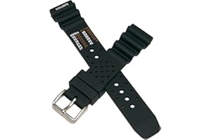 Watchstrapworld SC20-01-0085P - 20 mm Black PU NDL Rubber Watch Strap Compatible with Seiko/Citizen/Orient/Casio and Other Divers Watches