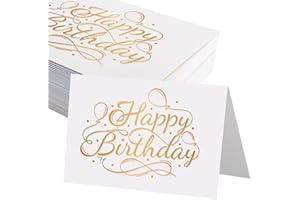 JagerGreen 50 Cartes Anniversaire 127x178mm - Cartes Pliées Happy Birthday Minimalistes 200 g/m² pour Amis Collègues - Cartes de Vœux Anniversaire Hommes & Femmes