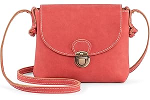 LaRechor Borse a Tracolla Piccole con Chiusura Fibbia Mini Borsa Messenger in Pelle Sintetica Borsello Porta Cellulare Regalo Per Donna e Ragazza (Rosso)