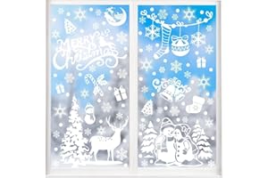 SULOLI 8 Pieza Pegatinas de Navidad，Pegatinas de Navida para ventanas，Cortina Reutilizables de Centana de PVC para Decoración de Bricolaje, Cristal de Navidad