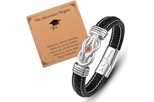 LAXPICOL Gift To My Son/Grandson/Husband mens bracelets,Mens leather bracelet boys bracelets With Stainless Steel Magnetic Clasp,Braided Leather Bracelet Birthday Gift For Men