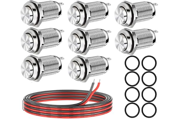 Guuzi 8St 12mm Momentan Vattentät Tryckknapp 2A 12V/24V/125V/250VAC On-Off Tryckknapp I Rostfritt Stål (Högt Huvud)