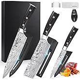 MOSFiATA Professional Kitchen Knives, Set of 3 Kitchen Knives for Meat, Vegetables and Fruits