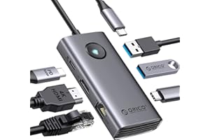 ORICO Stacja dokująca USB C, 6 w 1, hub USB C z Ethernetem 2,5 G, HDMI 4K 60 Hz, PD 100 W, 2 x USB 3.0, USB C, 5 Gbps, adapter USB C na USB, kompatybilny z MacBook Pro Air XPS Lenovo