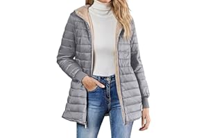 GENÉRICO Chaqueta De Plumas para Mujer Manga Larga con Capucha Color Liso - Chaqueta Mujer Entretiempo con Bolsillo Cremallera Moda Transpirable Suave Cazadoras Deportiva Termica Plumíferos
