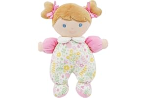 Lullaberry 23cm My First Doll Flora - Soft Plush Baby Doll with Rattle - Pink Floral Outfit
