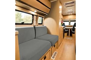 SYLC Bezüge Für Wohnwagenpolster Jacquard, rutschfeste Wohnmobil Sitzbezüge Mit 2 Cord, Sofa Sitzkissenbezug Für Schonbezug Wohnwagen Polster (Light Grey,W 45-65 cm, D 45-65 cm)