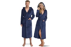 Twinzen Robe de Chambre Femme ou Homme Polaire avec Capuche & Poches - Microfibre Doux - Certifié OEKO-TEX