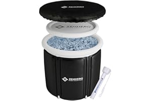 Zenhero Recovery Eisbad Bundle (85 cm Ø) – Höchster Komfort und viel Platz, größer als der Standard – Mit Thermometer – Kältetherapie für Zuhause – Eistonne mit 5 Isolierschichten