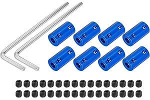 QUARKZMAN Wellenkupplung Verbinder mit Bohrung von 6mm-6mm Länge 25mm φ 14mm 8 Pcs Wellenkupplungen M4 Aluminiumlegierung Starre Kupplung für Motorzubehör 3D-Drucker DIY-Roboter Tiefblau