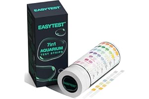 EASYTEST 7 in 1 Aquarium Test Strips, 150 Strip Pack Aquarium Water Test Kit for Freshwater, Fish Tank, Fish Pond,Accurate Testing Total Hardness,Carbonate Nitrate, Nitrite, Cl2, pH，Alkalinity
