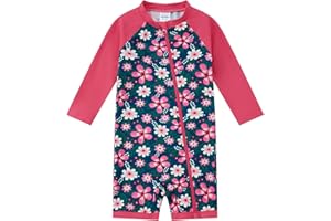 1STRUNANDUP Costume da Bagno per Bambino/Ragazza con Protezione Solare UPF 50+ Costume da Sole a Manica Lunga con Cerniera Completa per Neonato (3-36 Mesi)
