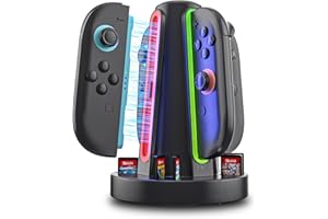 HEATFUN Switch 2 Controller Charging Dock, Fast USB-C Charging Station for Up to 4 Controllers, Space-Saving Magnetic Design with 360° LED Indicators & Smart Alerts