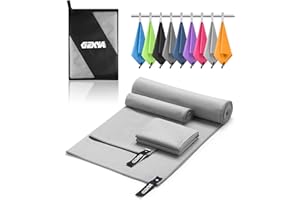 GZXYA Lot de 3 serviettes en microfibre (180 x 60 cm + 2 petites serviettes de 80 x 40 cm) - Serviettes en microfibre à séchage rapide pour fitness et sport (gris clair 180 x 60 + 80 x 40 x 2)