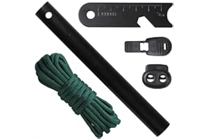 aufodara Survival ognista stal ogniowa krzesiwo - 7-żyłowa nylonowa lina, klips do linki linowej, zamknięcie sznurka, korek do blokady do samodzielnego wykonania ręczny zestaw do oplatania na zewnątrz na kemping do życia (ciemnozielony)