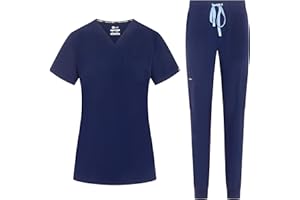 B-well NAOMI Divisa Sanitaria Donna Elastica | Uniforme Sanitaria Donna | Set con Casacca e Pantaloni Stile Jogger| Divise Sanitarie | con Spandex