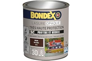 BONDEX - Lasure Opaque Très Haute Protection - Protège et Décore - Direct tous bois - Rendu parfait sans trace - 1 L Lasure Brun