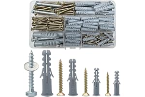 LEMIYOO 188 Pcs Screws And Wall Plugs Set, Anchor Bolts Assorted,Heavy Duty Rawlplug Mixed Sizes Assortment(M5/6/8/10),Fasteners For Brick,Masonry,Plasterboard Fixings,Tv Bracket,Plaster