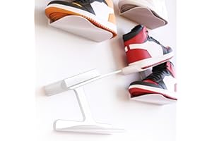 Mobilefox Sneakersy uchwyt ścienny na buty, regał wiszący, uchwyt ścienny, półka na buty, wyświetlacz biały, 700148, 1 sztuka biała