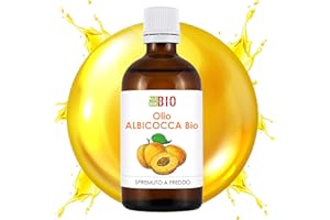 Olio di Albicocca Bio 100% Puro Spremuto a freddo - Certificato Cosmetico e Alimentare Uso interno - 50 ml LaborBio