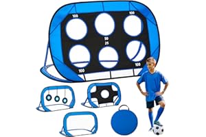 GROWNEER Fussballtore Kinder Fußballtor 4-in-1 Set, Faltbares Pop-Up Tor mit wechselbaren Ziel-Auflagen, Kinder Fußball Tore Tragetasche Für Outdoor, Garten, Park & Indoor, 120×80×80 cm Geschenk Mädchen Junge