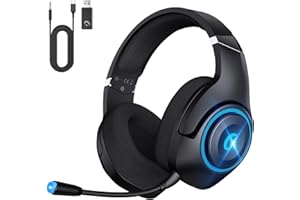 KAPEYDESI Wireless Gaming Headset, Wireless Headset für PS5 PS4 PC, Kabellos Gaming Kopfhörer mit Mikrofon, 3D-Stereo Surround, Bluetooth 5.2, 3,5 mm Adapterkabel für Xbox Series Gamer (Schwarz Blau)