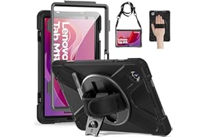 Gerutek Funda Anticaída para Lenovo Tab M11/K11/Xiaoxin Pad 2024 11", TB-330FU/331FC/330XU, Funda Resistente con Protector de Pantalla, Soporte 360° Giratorio, Correa de Mano/Hombro, Portalápiz, Negro