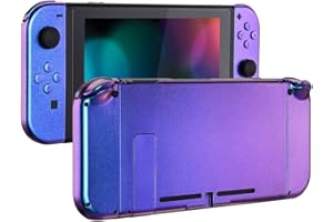 eXtremeRate Coque Customisé avec Boutons Complete pour Nintendo Switch, Housse avec Bouton pour Switch Console Joycons, Coque et Bouton de Remplacement pour Nintendo Switch Caméléon Violet Bleu