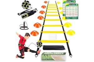BJNCDIO Football Training Accessories, 6 m Coordination Ladder, 12 Hats, Football Trainer and Skipping Rope, Football Training Set Things, Football Gifts for Boys Children