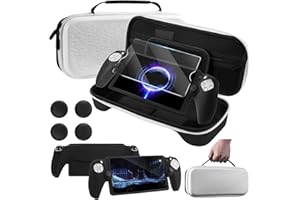 PALPOW Zubehör für PlayStation Portal Tasche Kompatibel mit PS Portal Zubehör Set, Tasche Case Hülle für PS5 Portal with Silikon Schutzhülle, Displayschutz mit 4 Joystick Kappen - Schwarz & Weiß