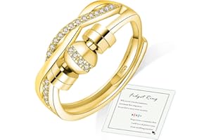 HEEYA Anxiety Ring für Damen Silber 925 Angst Ring mit Zirkonia Offen Verstellbar Anti Stress Ring mit Perlen Spinner Fidget Ring Frauen Hypoallergen Stimmungsring gegen Stress Unisex