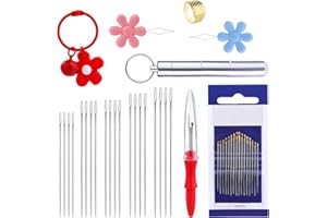 DEUDY 42 Pcs Aiguilles à Coudre à la Main, Aiguilles à Coudre à Grand Chas, Aiguilles À Coudre À Gros Yeux avec Bouteille Découseurs Couture pour Travaux Manuels Et Couture