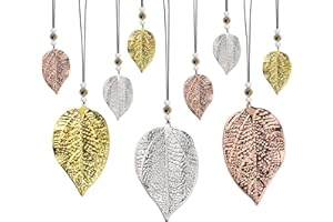DNGH Hängedeko Herbst Dekoanhänger Blätter Anhänger Metall Deko Hänger Schimmerblatt Gold Silber Kupfer Blatt für Fenster Wohnzimmer Garten Fensterdeko