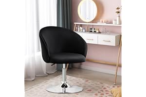 Ckaff Chaise de Coiffeuse, Fauteuil de Bar, Fauteuil Pivotant Réglable en Hauteur, Fautauil de Maquillage, Chaise de Salle à Manger pour Salon Salle à Manger Chambre à Coucher, Noir