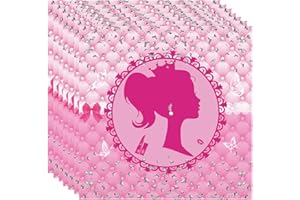 COSORO 20pcs Hot Pink Girls Paper Napkins for Girls Birthday Party,Girl Napkin Serviette Tissue Cocktail Dinner Napkins for Baby Girls Kids Baby Shower Bar-bie Theme Party Decorations