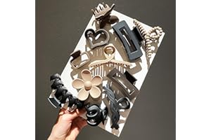 Bikasun 11 pinces Pinces à Cheveux mates pour femmes, Tenue forte, Cheveux fins et épais, Antidérapantes, Grande petites Pince Cheveux Pour filles et femmes (noir, café, kaki, beige)