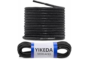 YIKEDA Shoe Laces Round Waxed Cotton Laces Length 60cm to 200cm Diameter 2.5mm Perfect for Oxfords, Derbies, Brogues and Other Dress Shoes