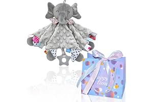 UNMOT Baby Comfort Blanket set, Elephant Infant Nursery Comforter, Newborn Baby Gifts for Boys and Girls, 0-6 Months Baby Safety Blanket with Gift Bag (Gift Bag &Gray Elephant)