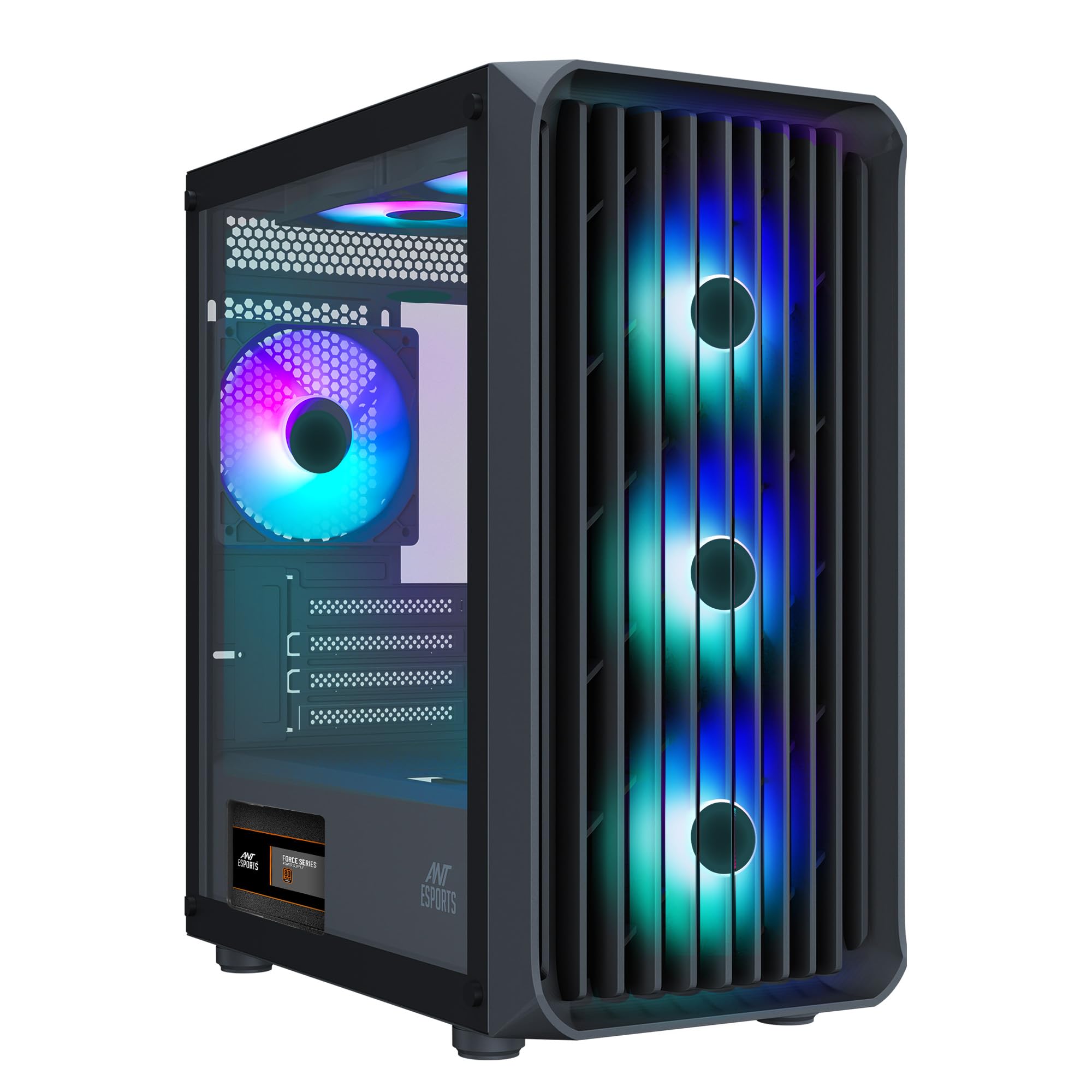 Ant Esports 205 Mini 6F Mini-Tower Computer Case/Gaming Cabinet - Black | Support Micro-ATX, Mini-ITX | Pre-Installed 6 ARGB Fans