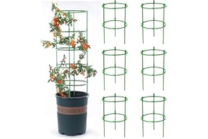 UCLEVER Set of 6 Garden Plant Support Stakes Bow Type Flower Supports Round Ring Cage for Peonies, Hydrangea, Interlinking to Make Garden Border