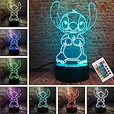 LOUHH Stitch Night Light - 3D LED Intelligent Remote Control 16-Color Lamp for Children's Room Decoration and Holiday Gifts