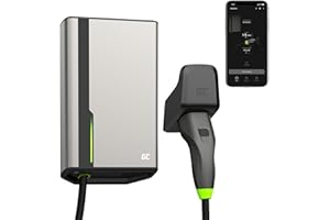 Green Cell GC HabuDen Wallbox 22kW 32A 7,5m Type 2 Cable EV Station de Recharge GC Application Bluetooth WiFi Compatible avec Toutes Les Voitures Électriques Recharge avec 22kW / 11kW / 7,2kW / 3,6kW